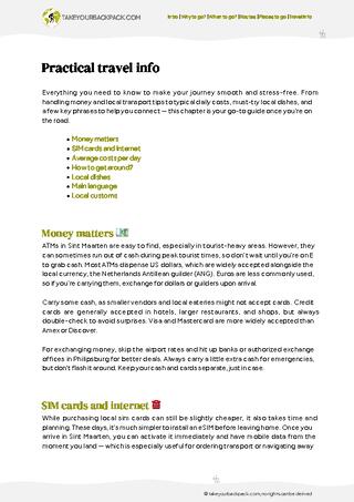 example page 5 from our offline Travel Guide for Sint Maarten
